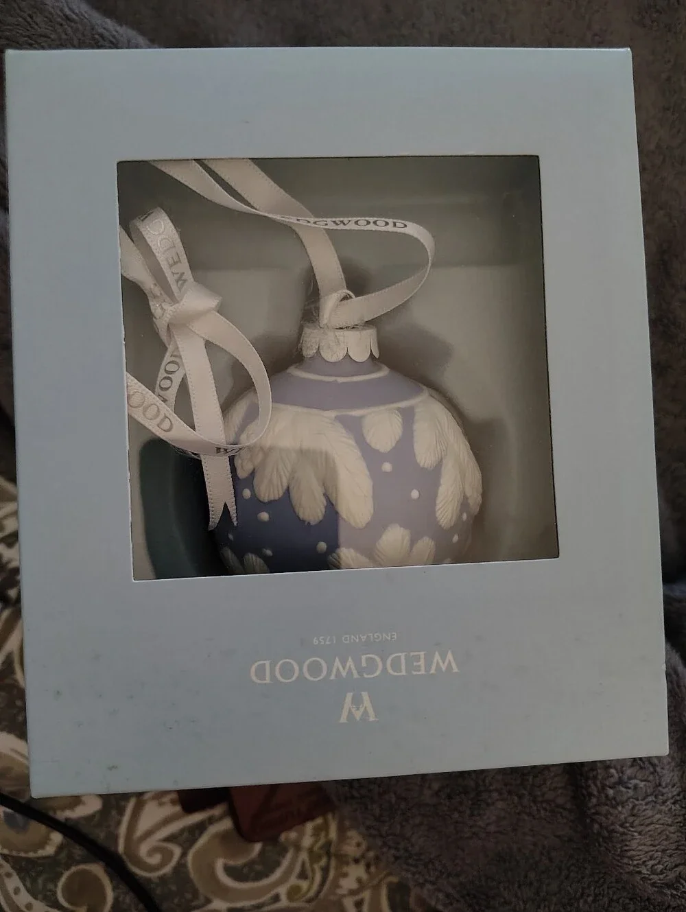 Wedgwood Lavender and White Jasperware Hanging Ornament 2008